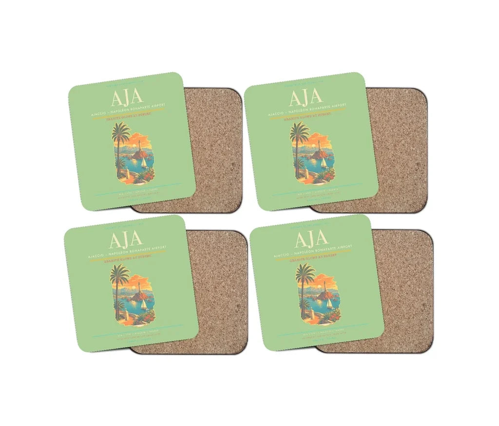 Ajaccio  Napoleon Bonaparte Airport AJA Coaster 4-Pieces-Set - Light Green
