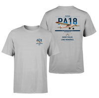 Thumbnail for Piper PA-18 Super Cub design on light gray t-shirt, double-side print