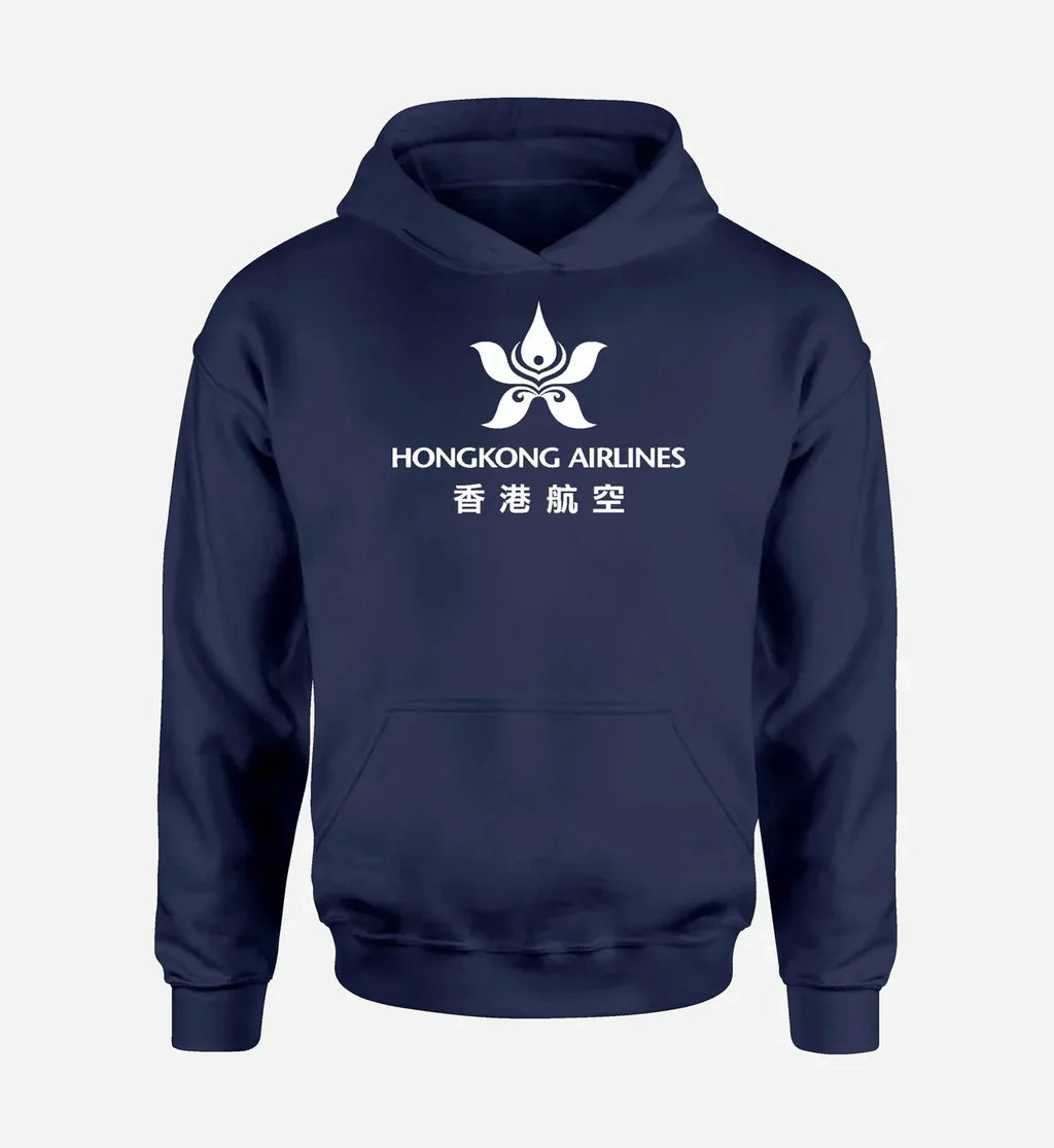 Hong Kong Airlines logo printed on navy blue hoodie