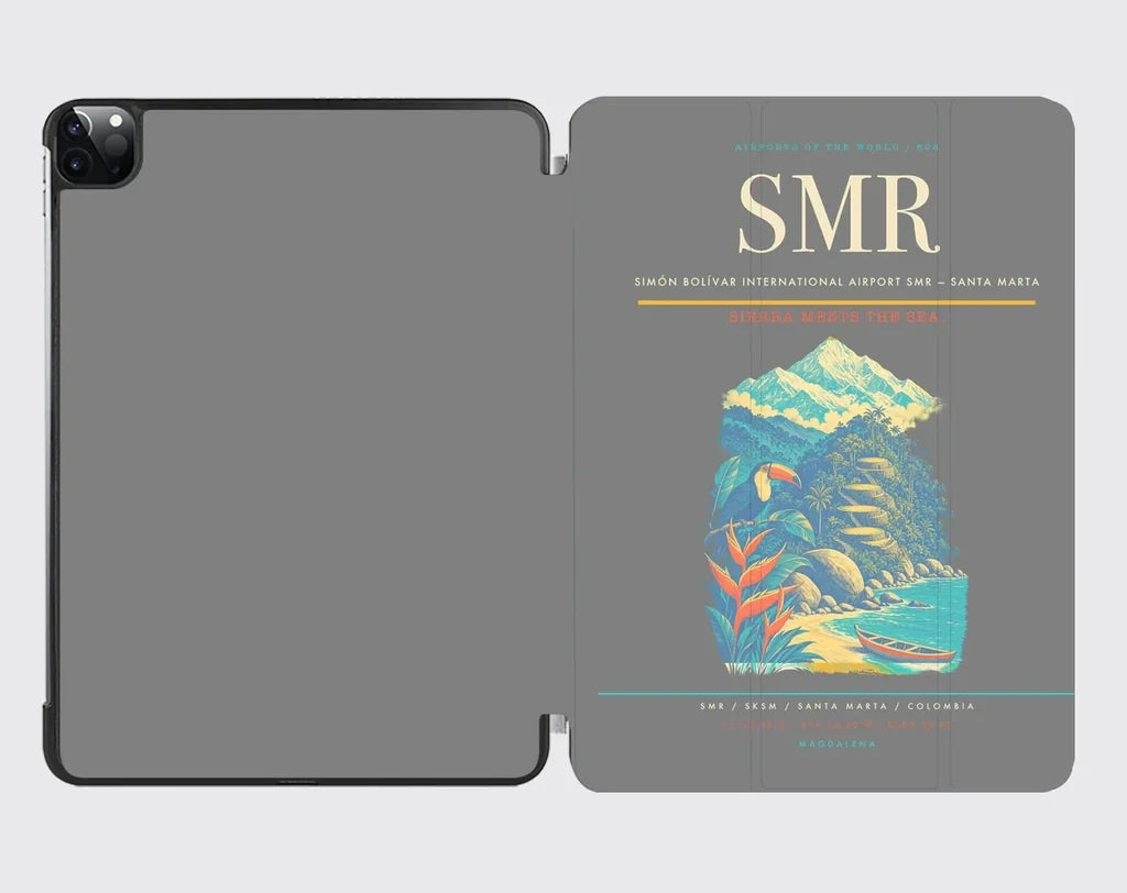 Simón Bolívar International Airport (SMR) design on gray ipad tablet case