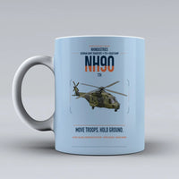Thumbnail for NHIndustries NH90 TTH design on light blue ceramic mug, double-side print