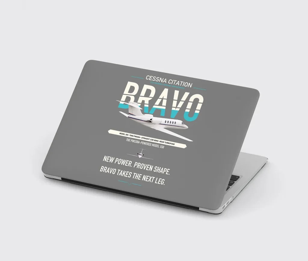 Cessna Citation Bravo design on gray MacBook case