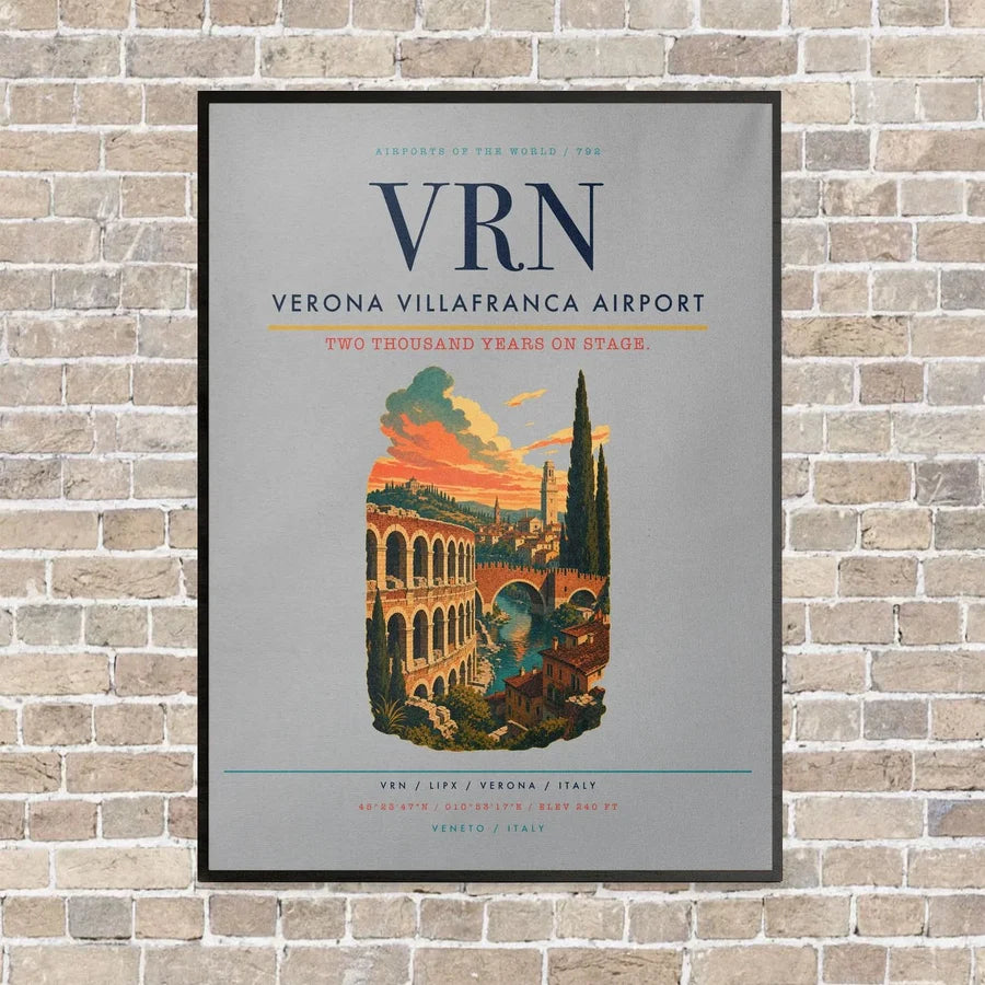 Verona Villafranca Airport VRN vertical canvas print - framed - light gray background