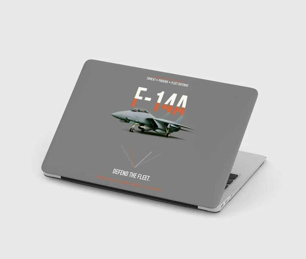 F-14A Tomcat Defend The Fleet design on gray MacBook case