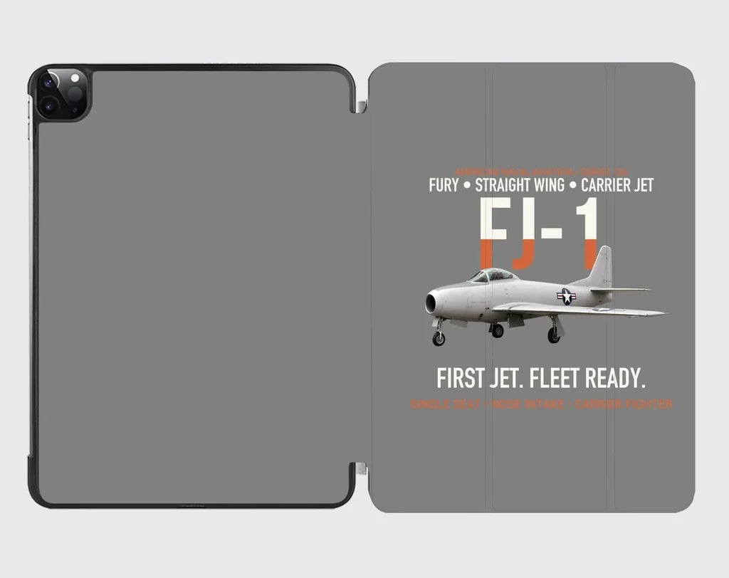 FJ-1 Fury First Fury Straight Wing design on gray ipad tablet case