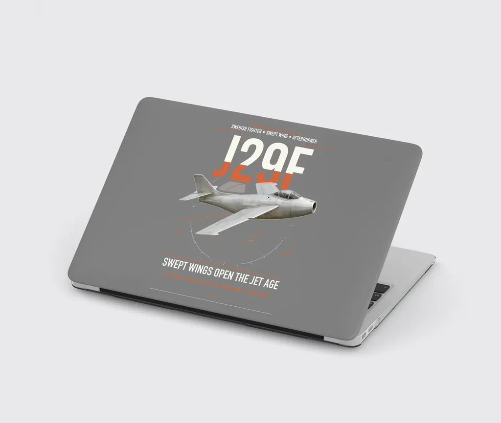 Saab J 29F Tunnan design on gray MacBook case
