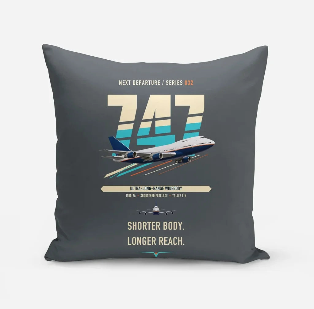Boeing 747SP design on gray pillow
