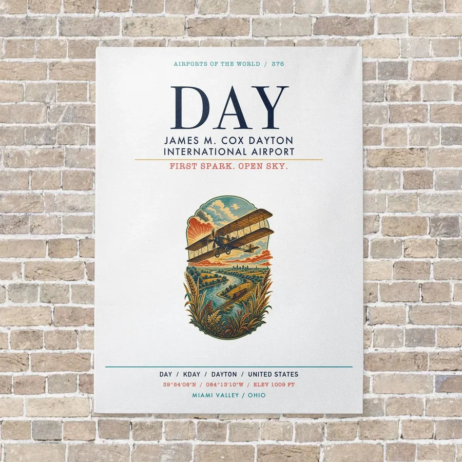 James M. Cox Dayton International Airport DAY vertical canvas print - no frame - white background