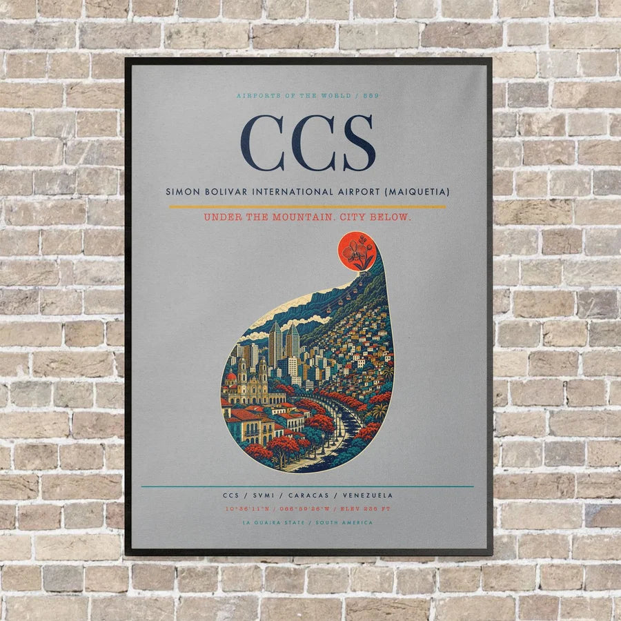 Simon Bolivar International Airport (Maiquetia) CCS - Canvas Framed - Light Gray