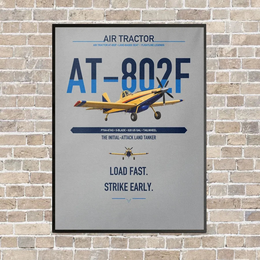 Air Tractor AT-802F vertical canvas print - framed - light gray background