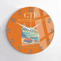 Thumbnail for Great Falls International Airport (GTF) design on orange no frame wall clock