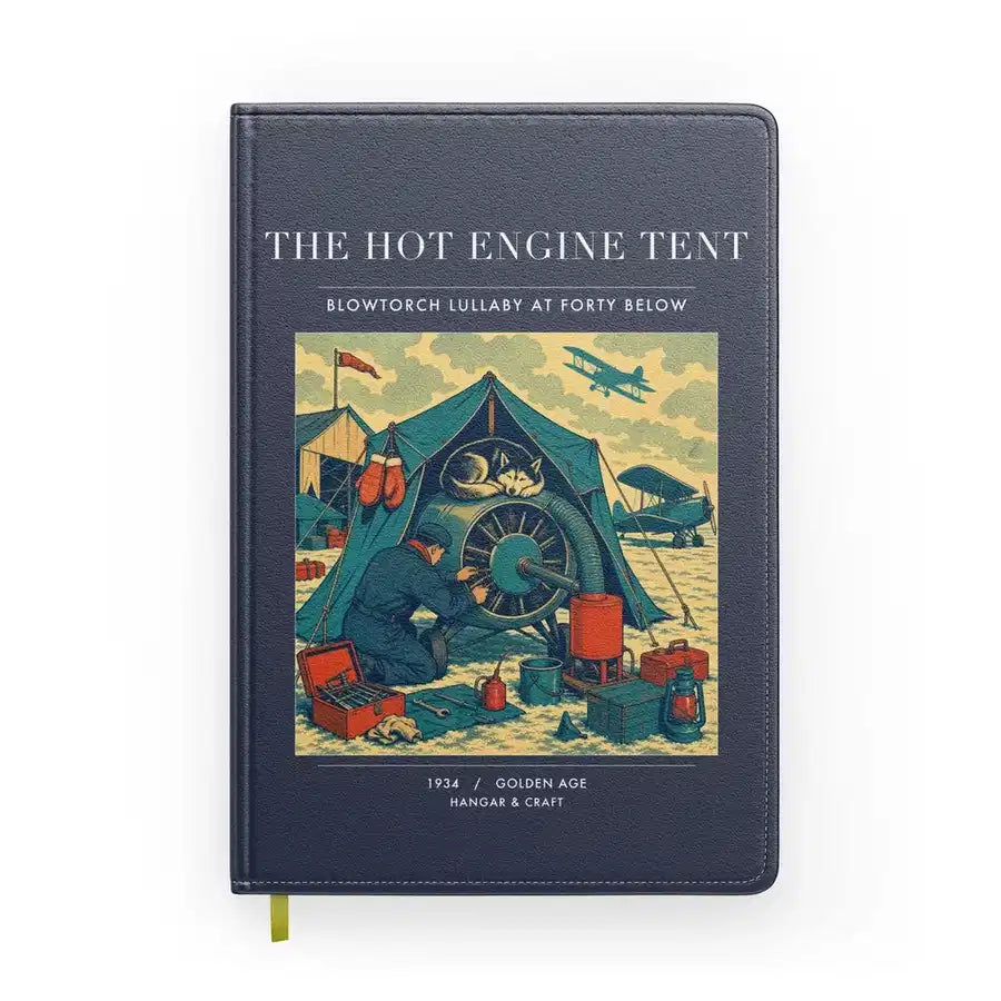 VINTAGE G4356 - The Hot Engine Tent - Designed Notebooks design on navyblue
