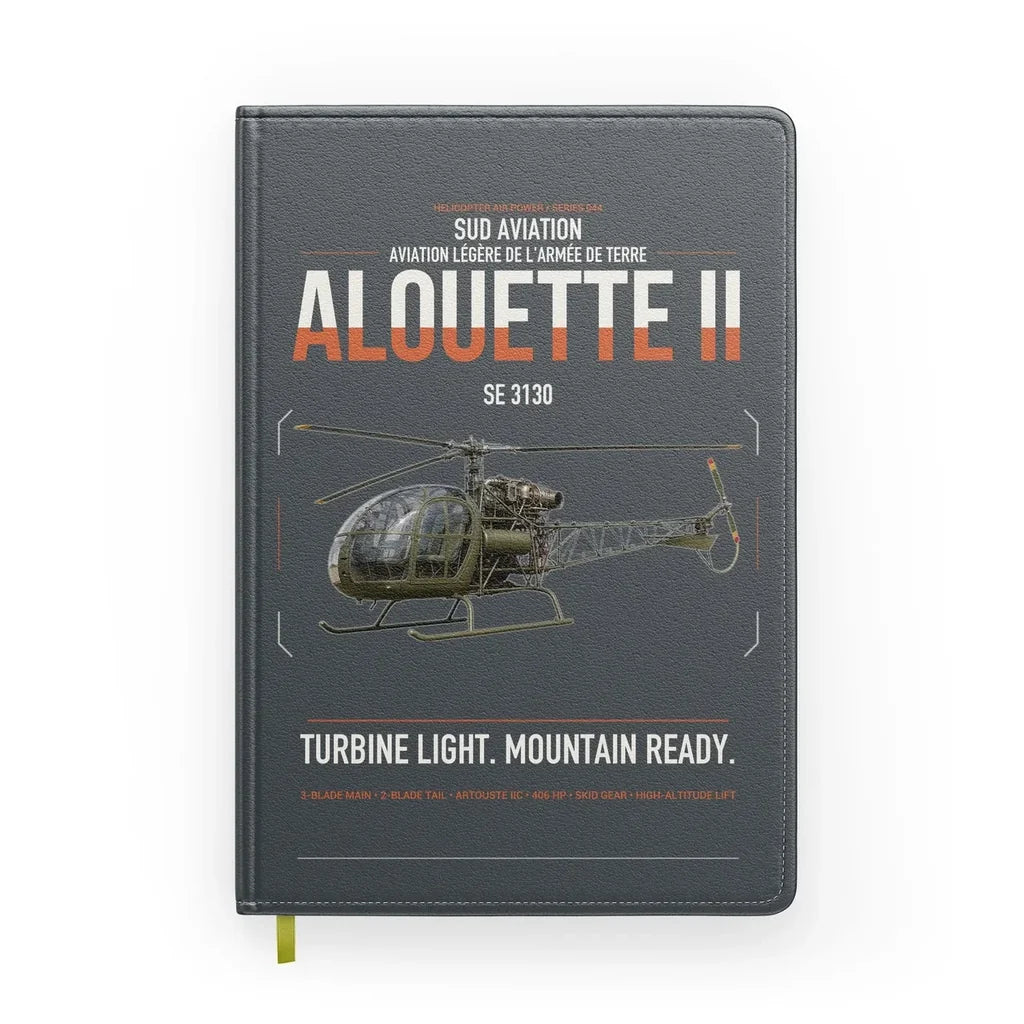 Sud Aviation SE 3130 Alouette II design on gray notebook