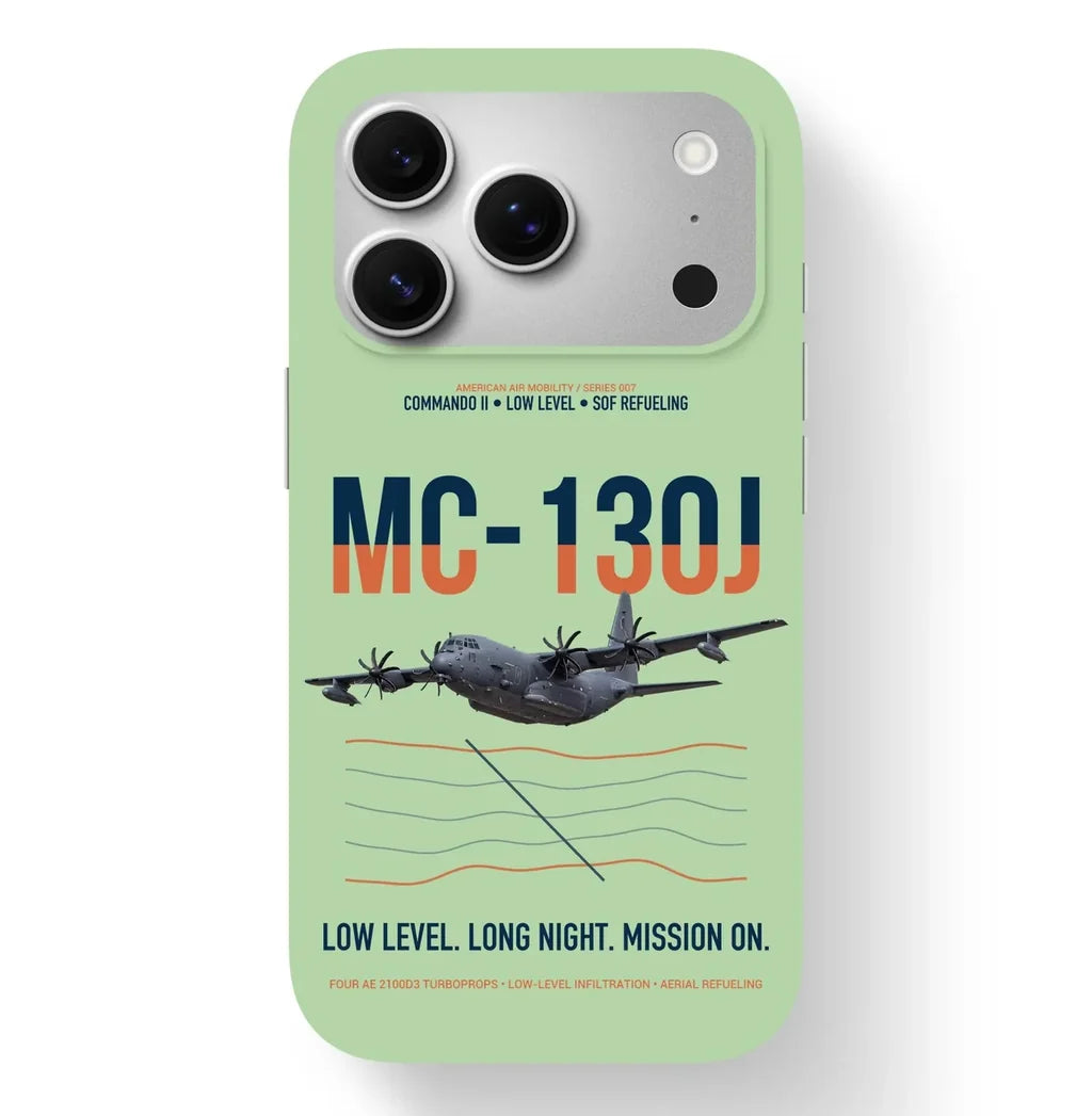 MC-130J COMMANDO II design on light green magsafe iphone case, for iPhone 17 Pro