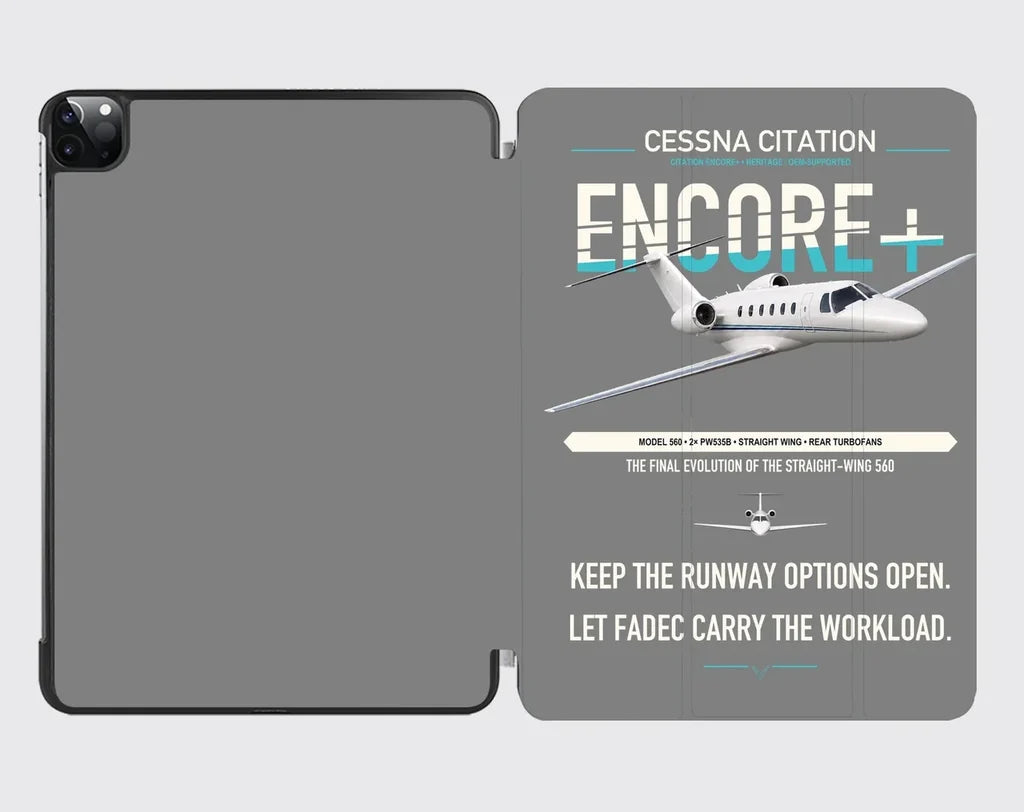 Cessna Citation Encore+ design on gray ipad tablet case