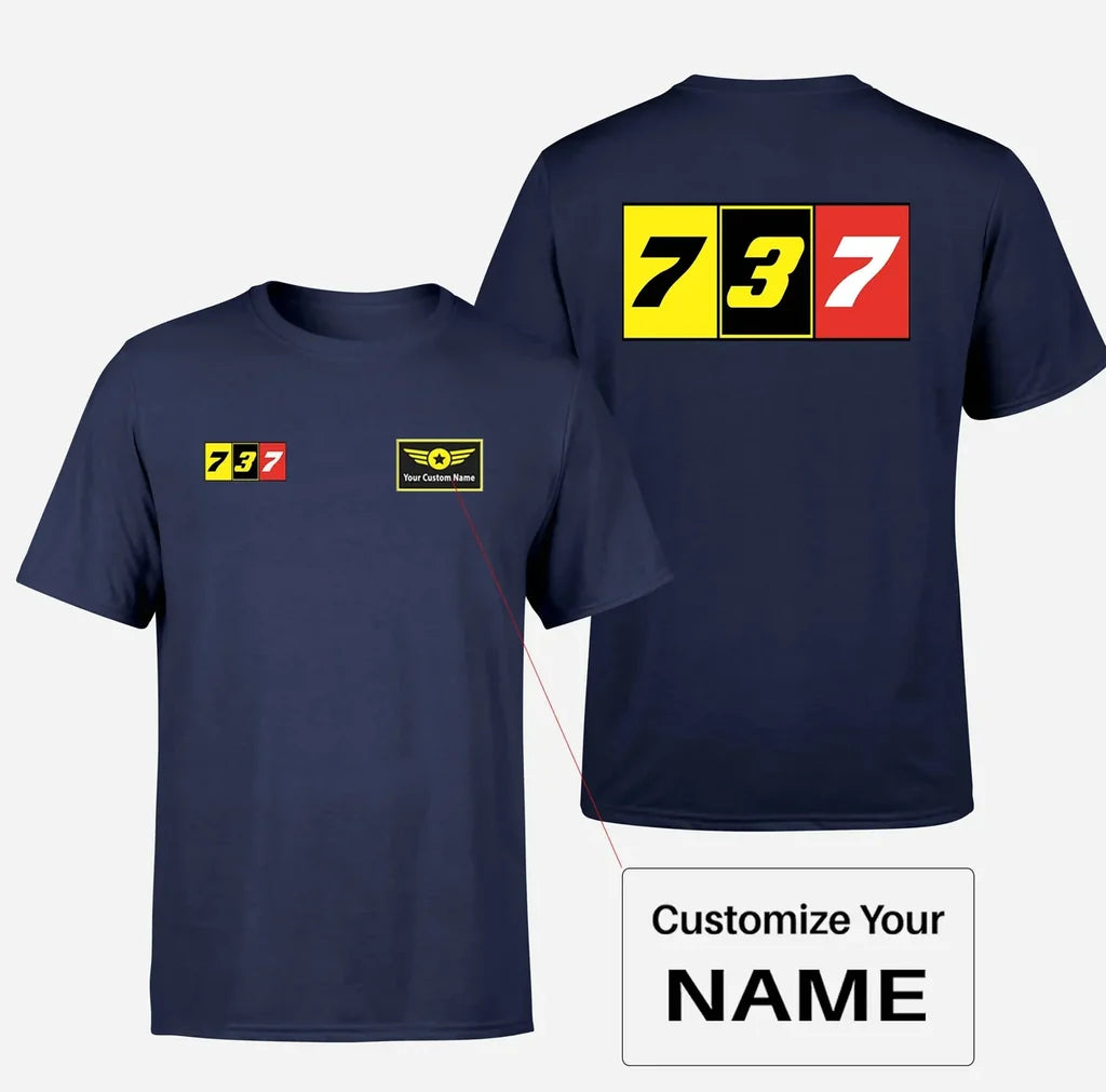 Flat Colourful 737 Designed Double-Side T-Shirts - view 11