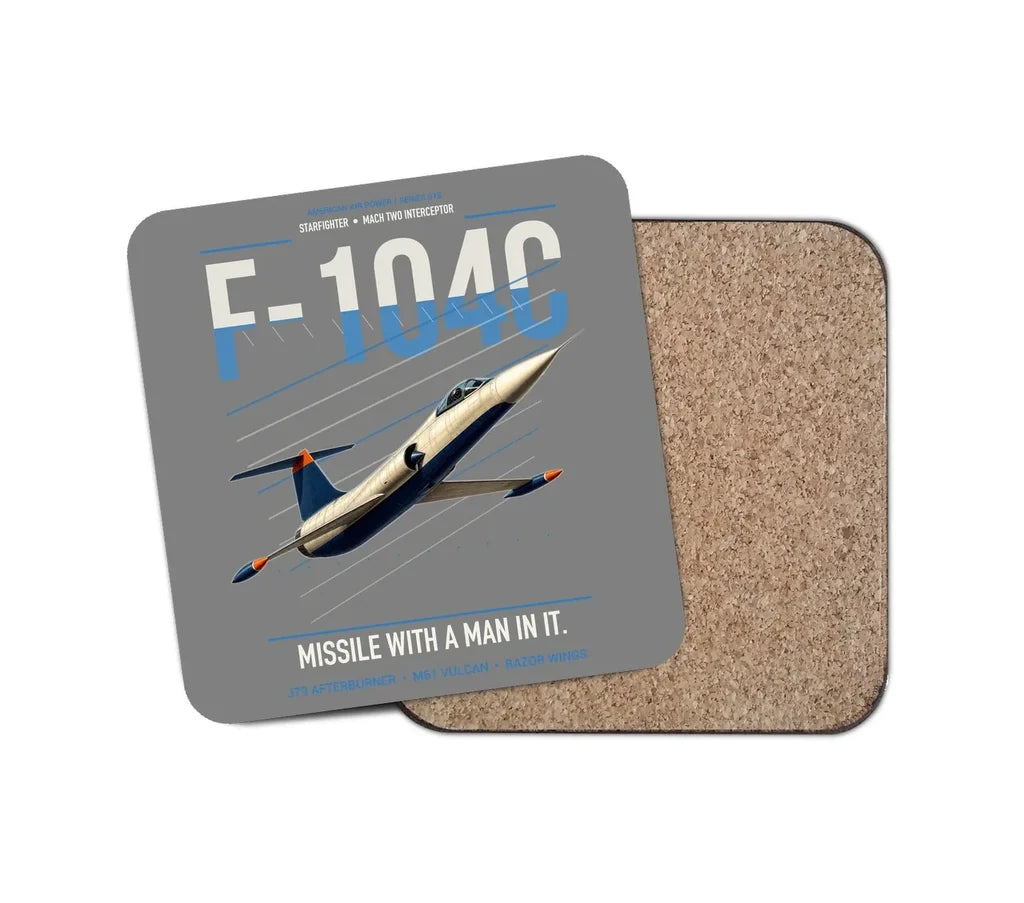 F-104C Starfighter design on gray 1 piece coaster