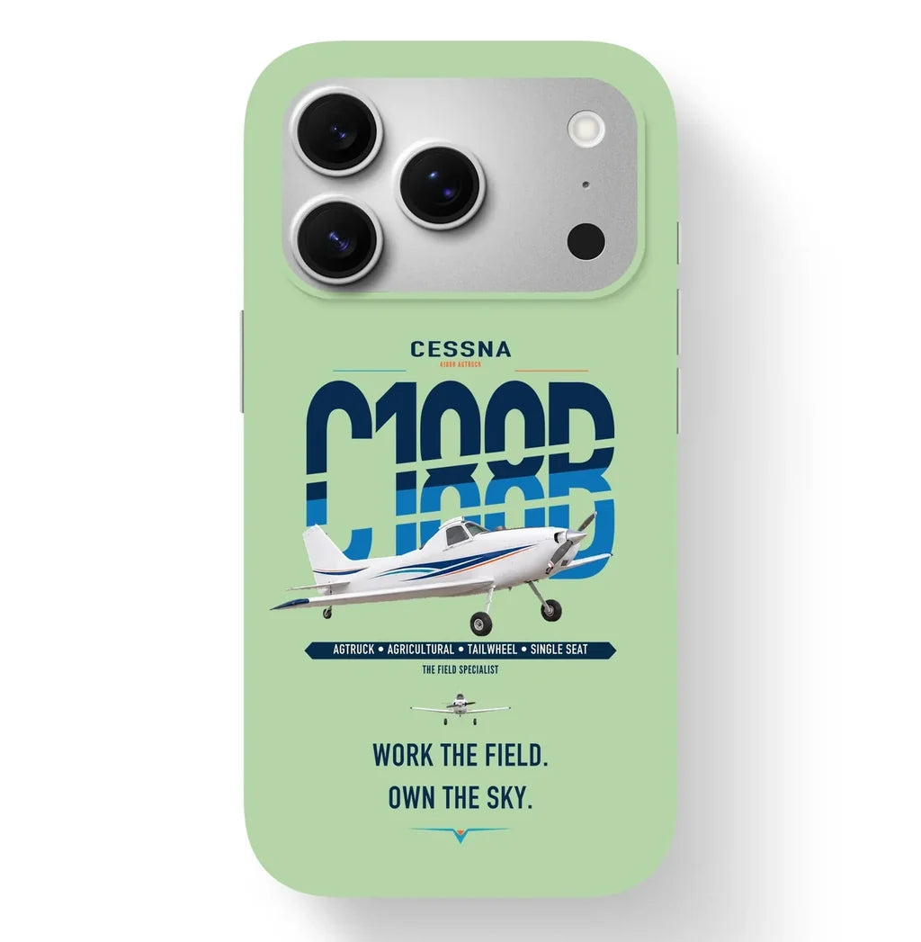 Cessna A188B AgTruck design on light green magsafe iphone case, for iPhone 17 Pro