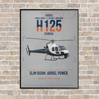 Thumbnail for Airbus H125 vertical canvas print - framed - light gray background