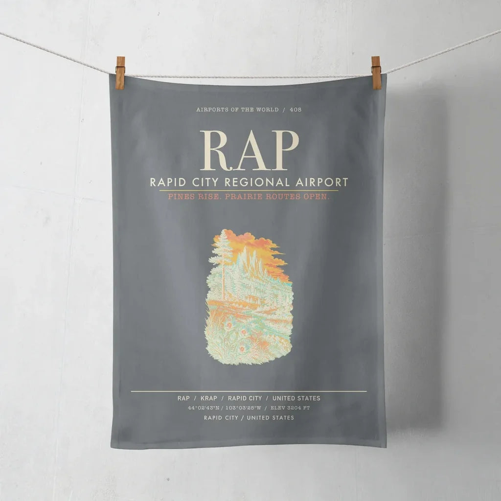 Rapid City Regional Airport (RAP) design on gray towel