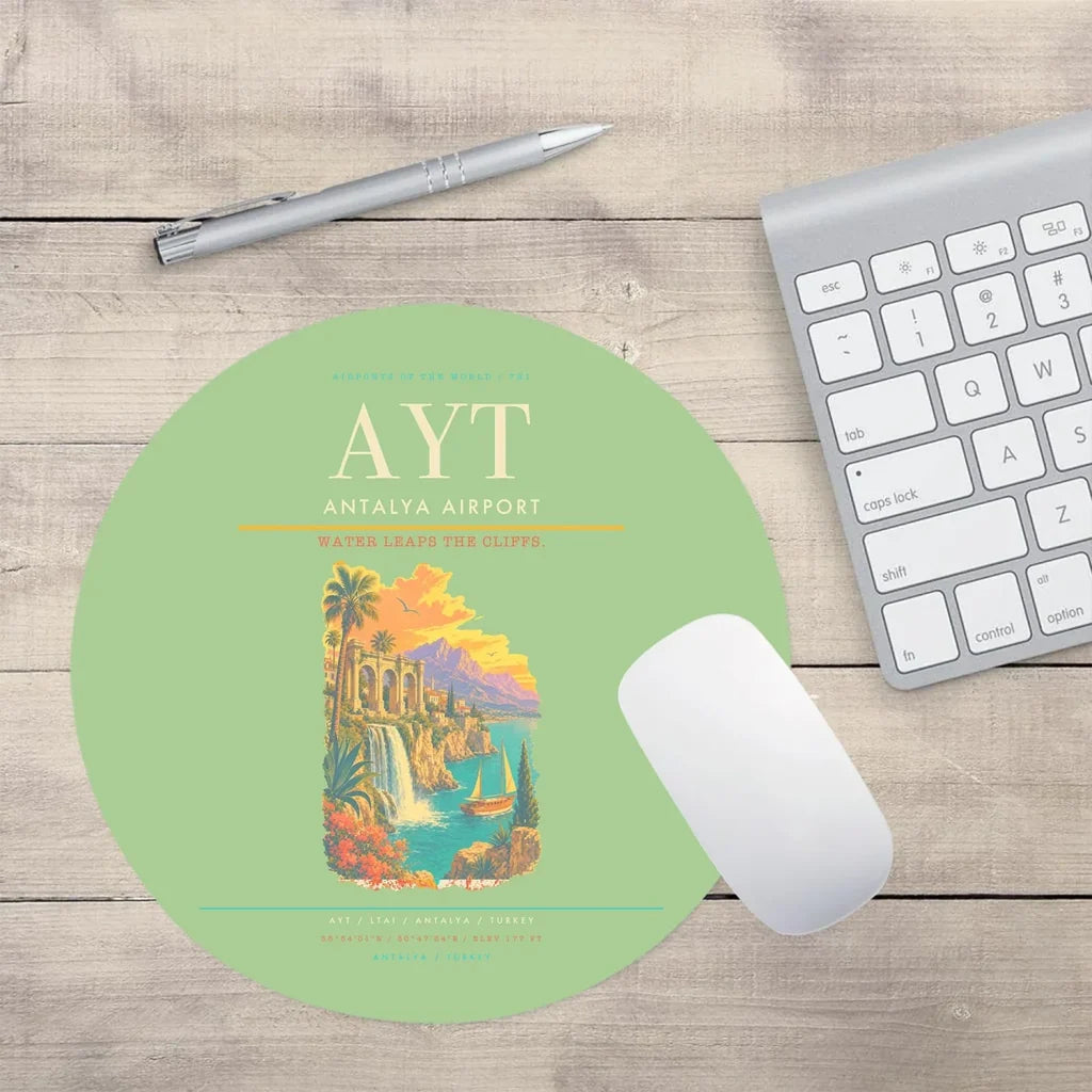 Antalya Airport AYT Mouse-Pad Round - Light Green