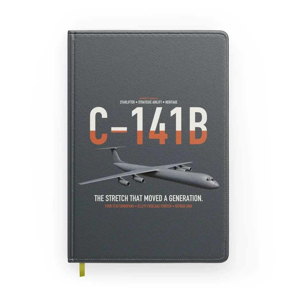 C-141B Starlifter design on gray notebook