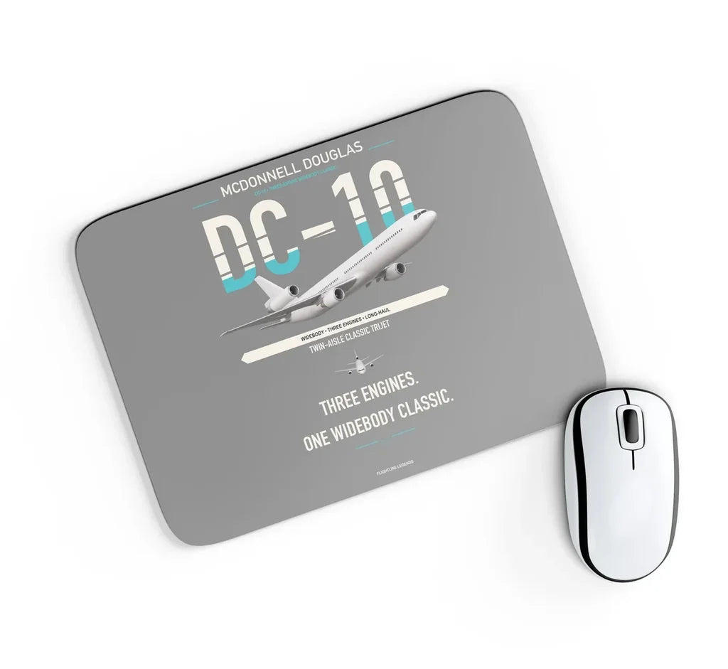 McDonnell Douglas DC-10 design on gray rectangle mouse pad