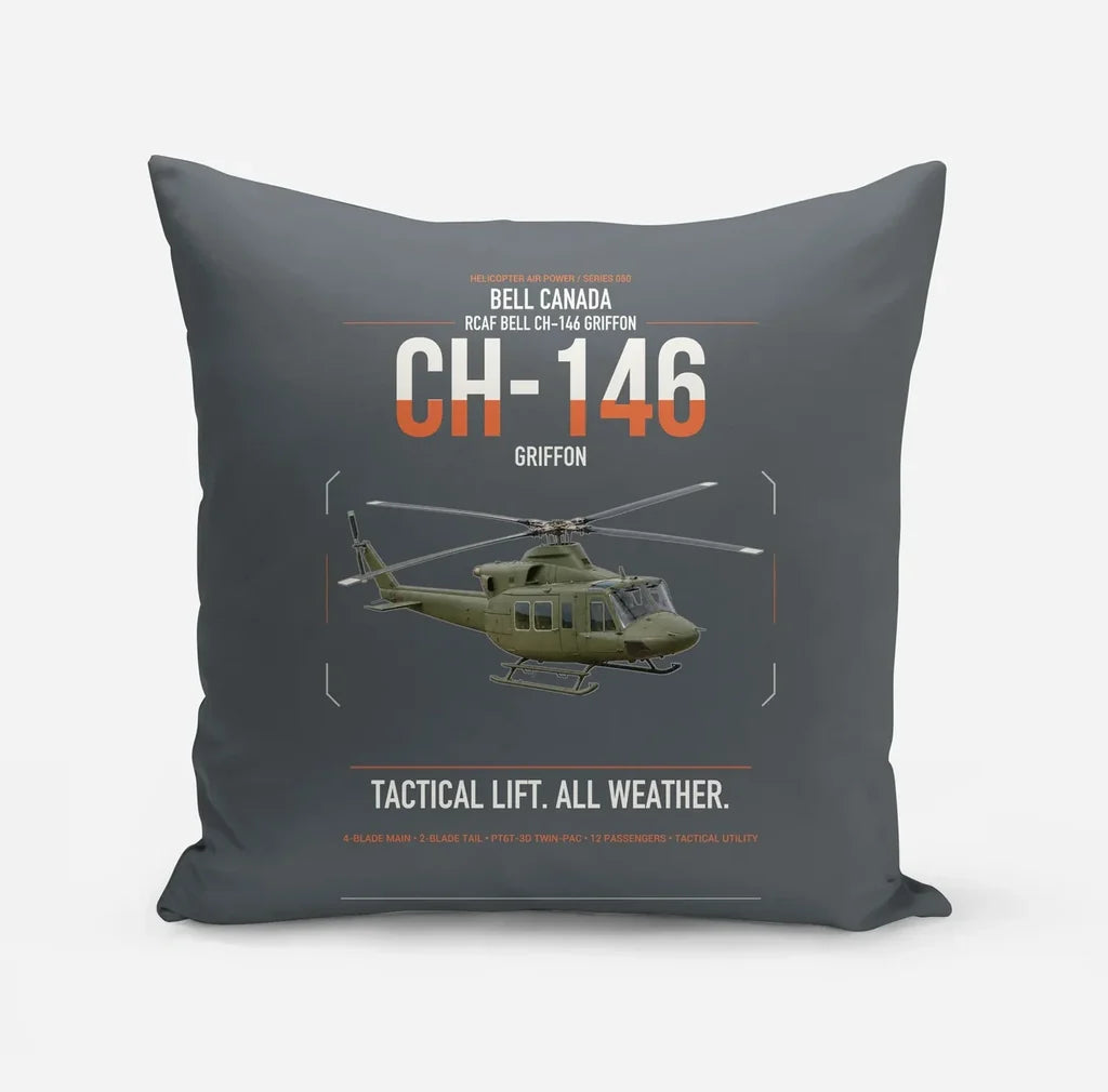 Bell Canada CH-146 Griffon design on gray pillow