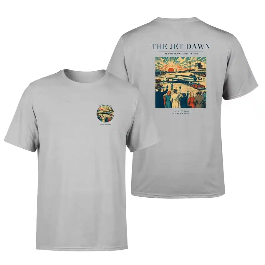 VINTAGE G4113 - The Jet Dawn - Double-Side T-Shirt design on lightgray double side t shirt