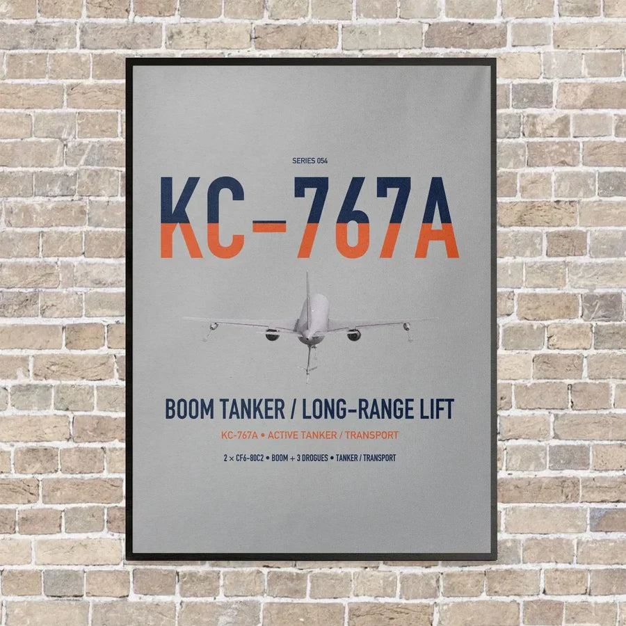 Boeing KC-767A vertical canvas print - framed - light gray background