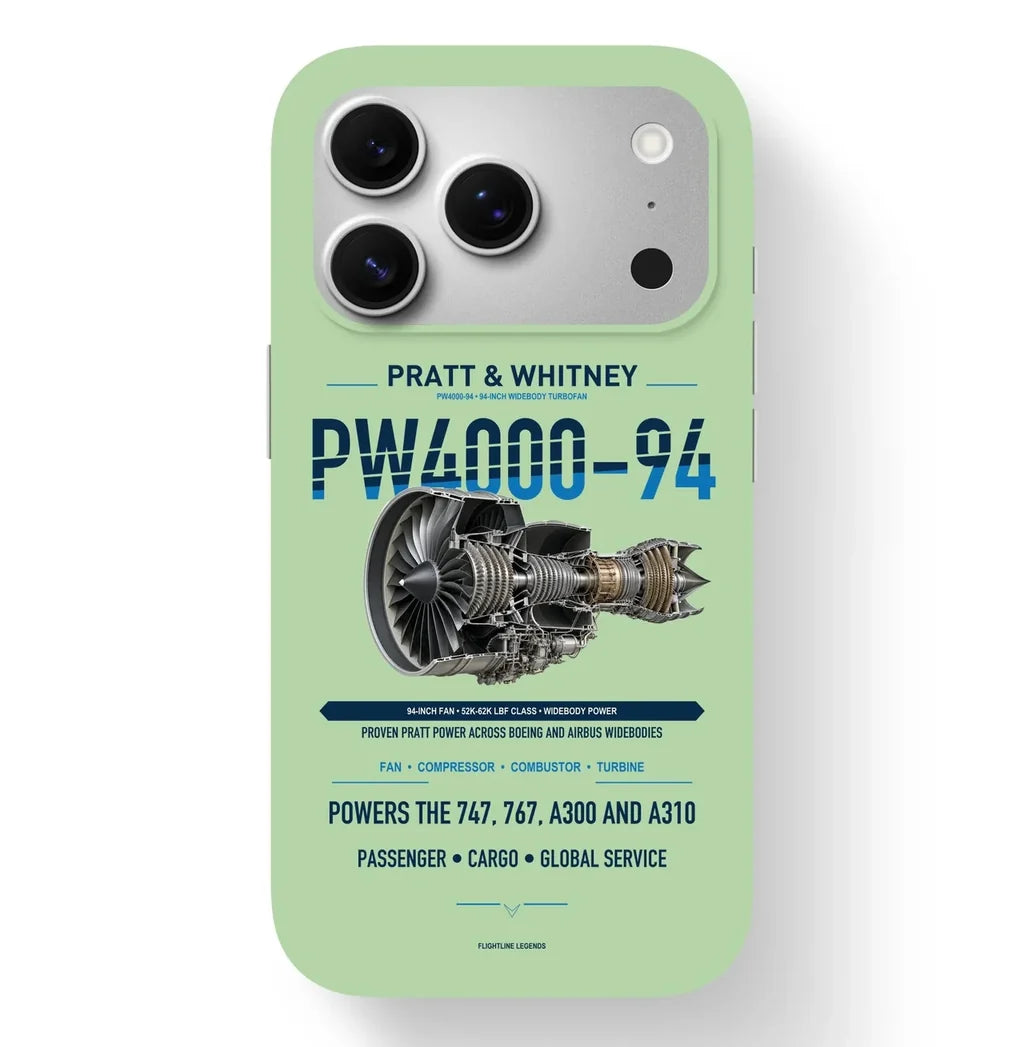 PW4000-94 Case design on light green iphone case