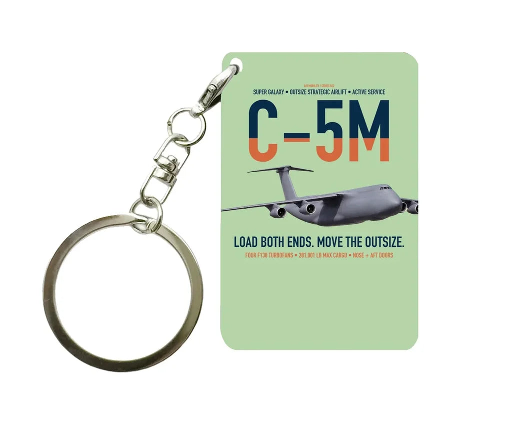 C-5M Super Galaxy design on light green designed key chain, double-side print