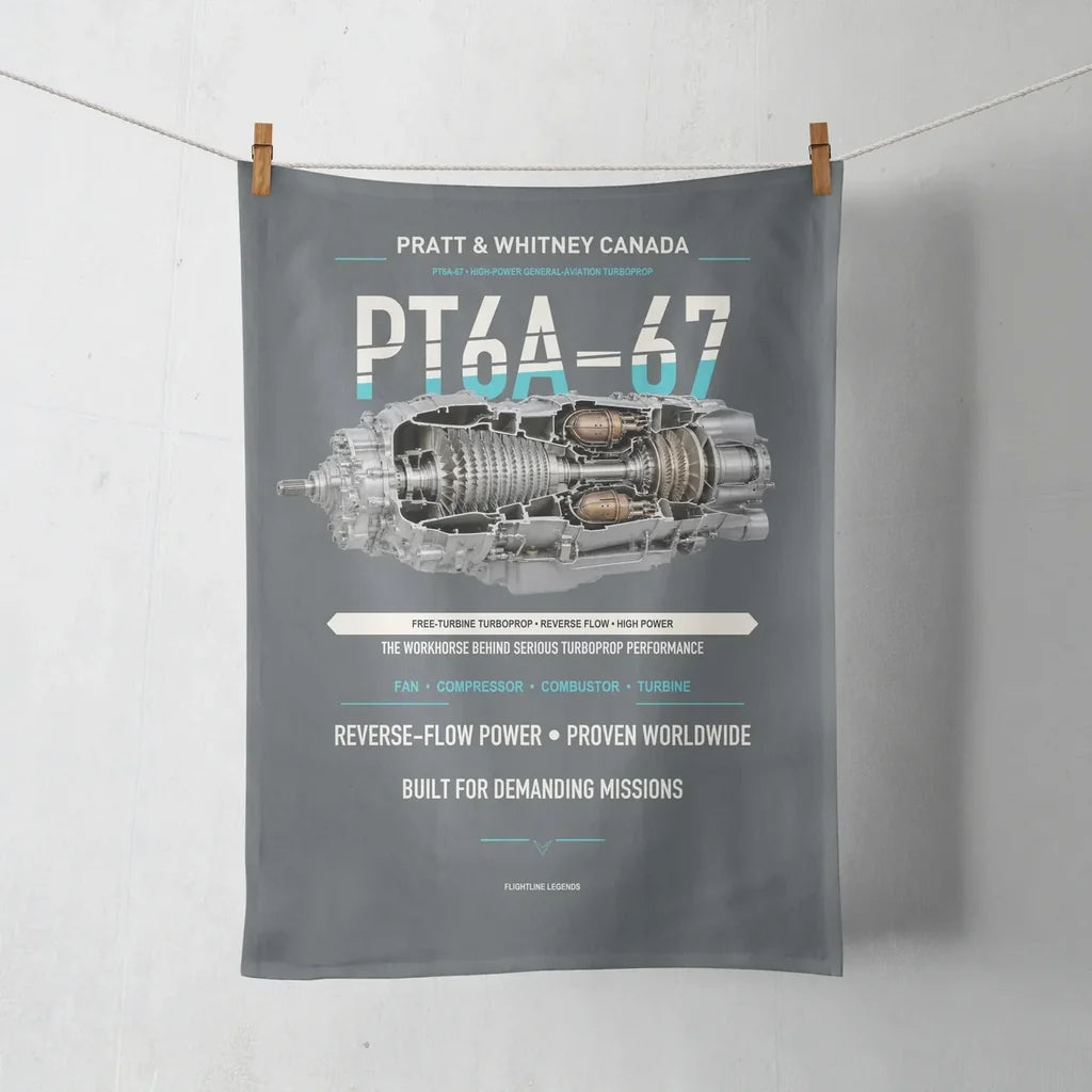 PT6A-67 design on gray towel