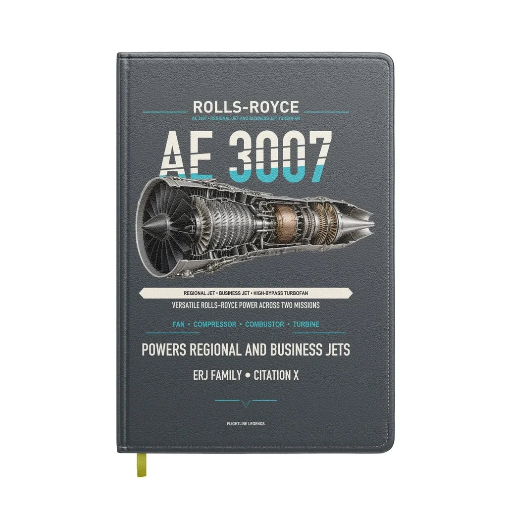 AE 3007 design on gray notebook