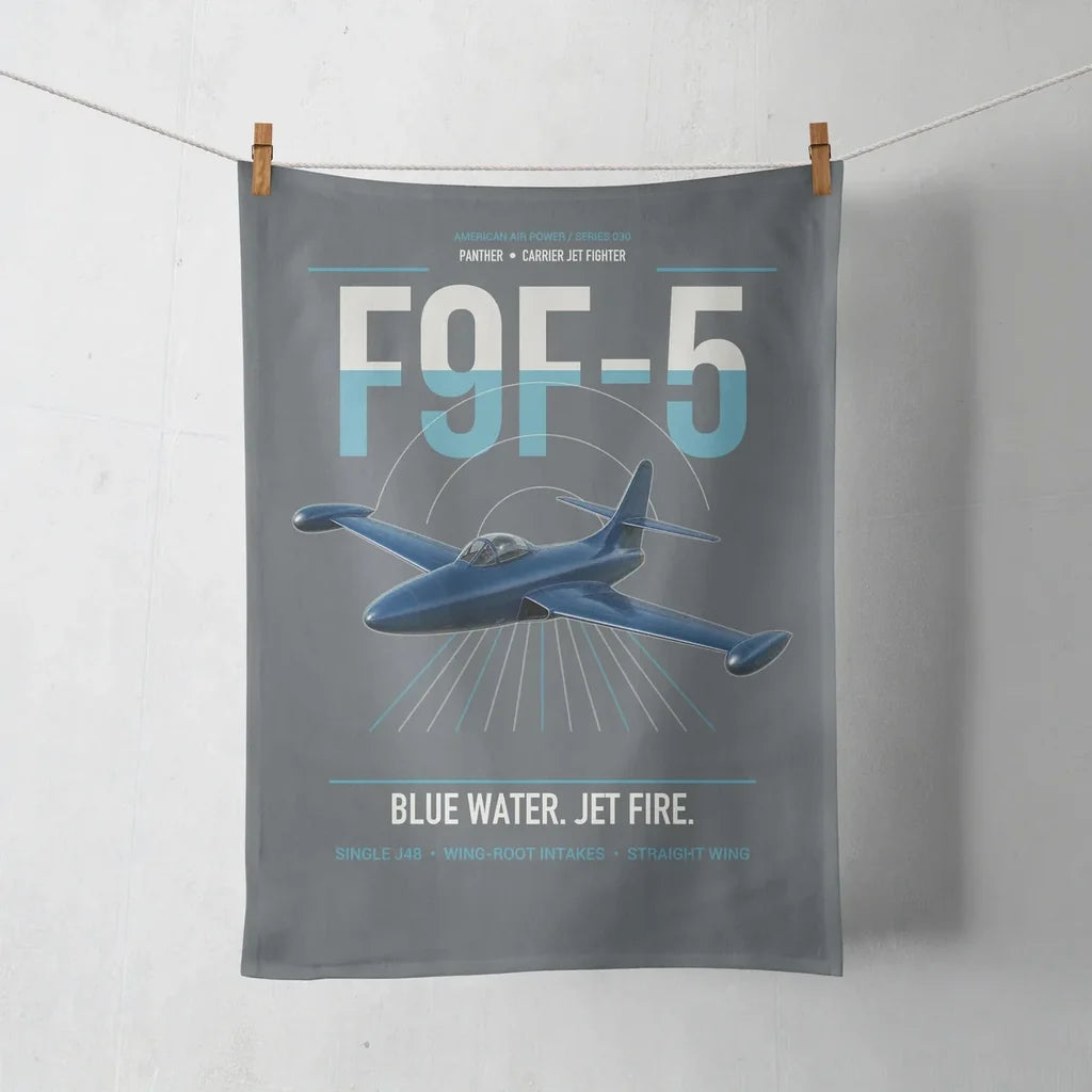 F9F-5 Panther design on gray towel