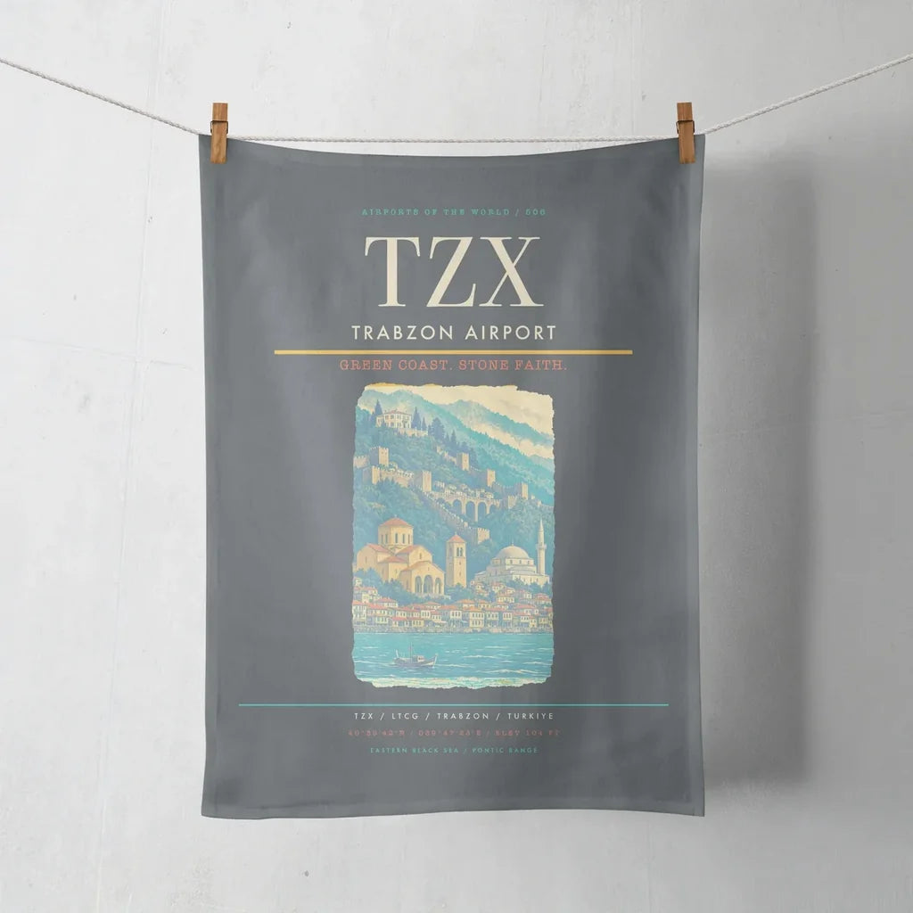 Trabzon Airport (TZX) design on gray towel