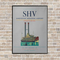 Thumbnail for Shreveport Regional Airport SHV vertical canvas print - framed - light gray background