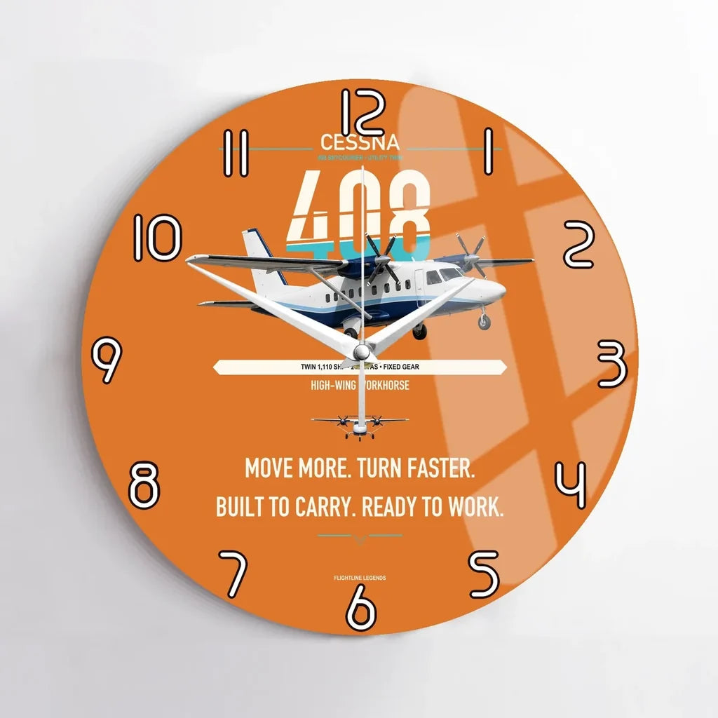 Cessna 408 SkyCourier design on orange no frame wall clock