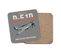 Thumbnail for P-51D Mustang design on gray 1 piece coaster