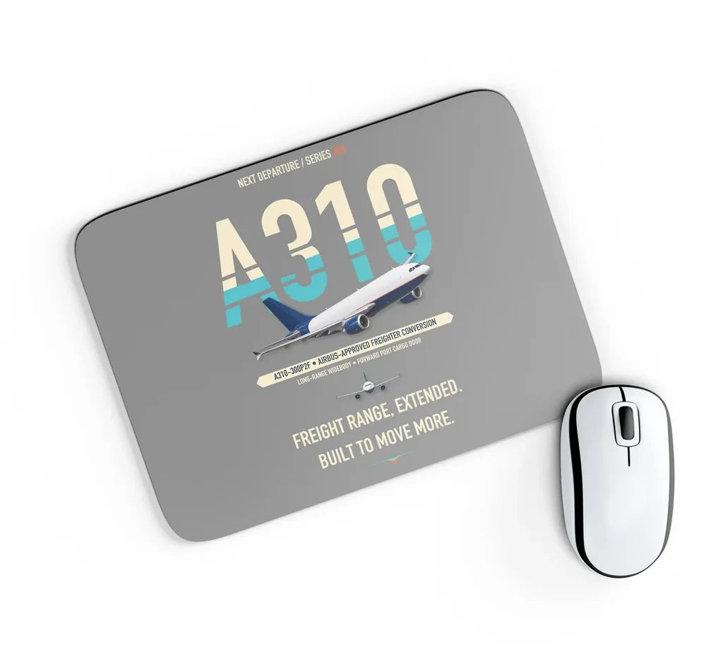 Airbus A310-300P2F design on gray rectangle mouse pad