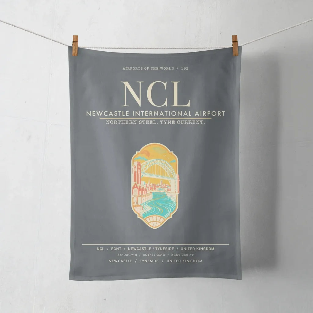 Newcastle International Airport (NCL) design on gray towel