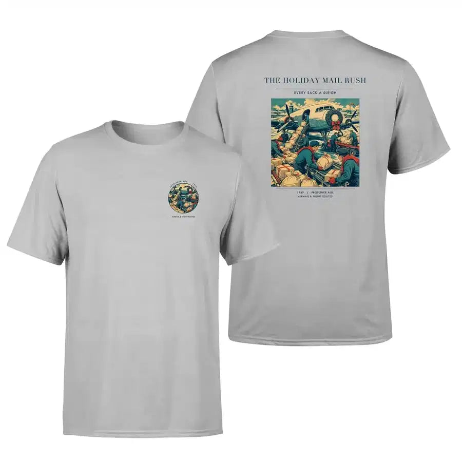 VINTAGE G4255 - The Holiday Mail Rush - Double-Side T-Shirt design on lightgray double side t shirt