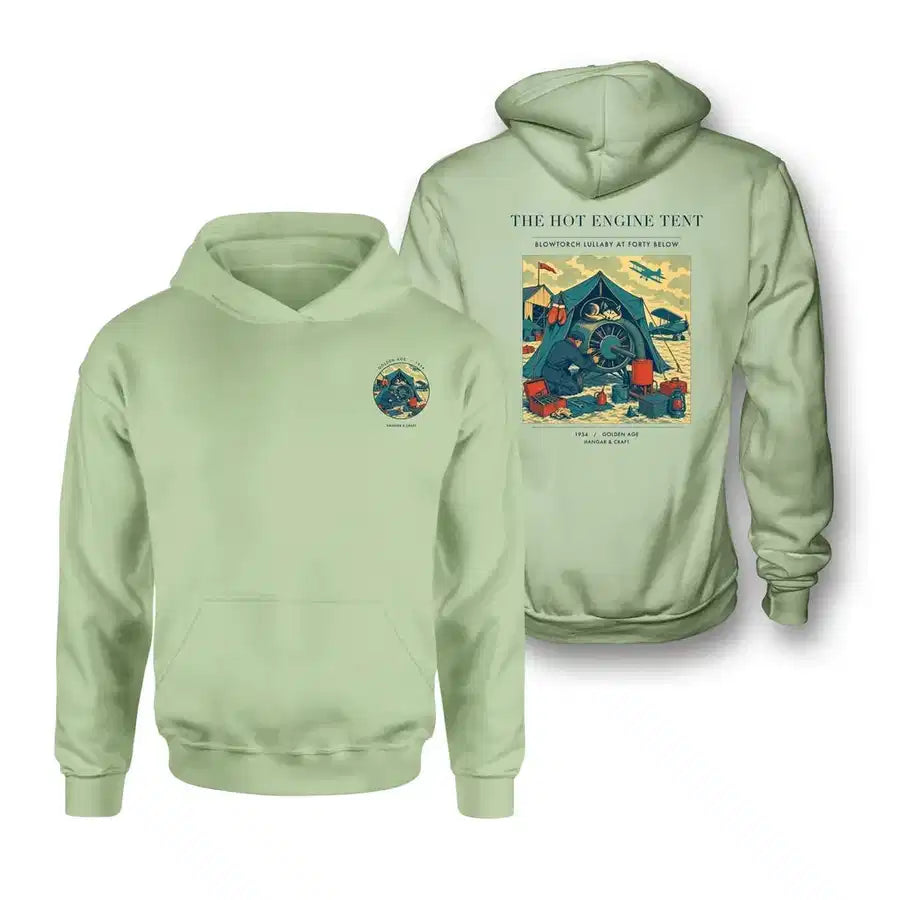 VINTAGE G4356 - The Hot Engine Tent - Double-Side Hoodie design on lightgreen double side