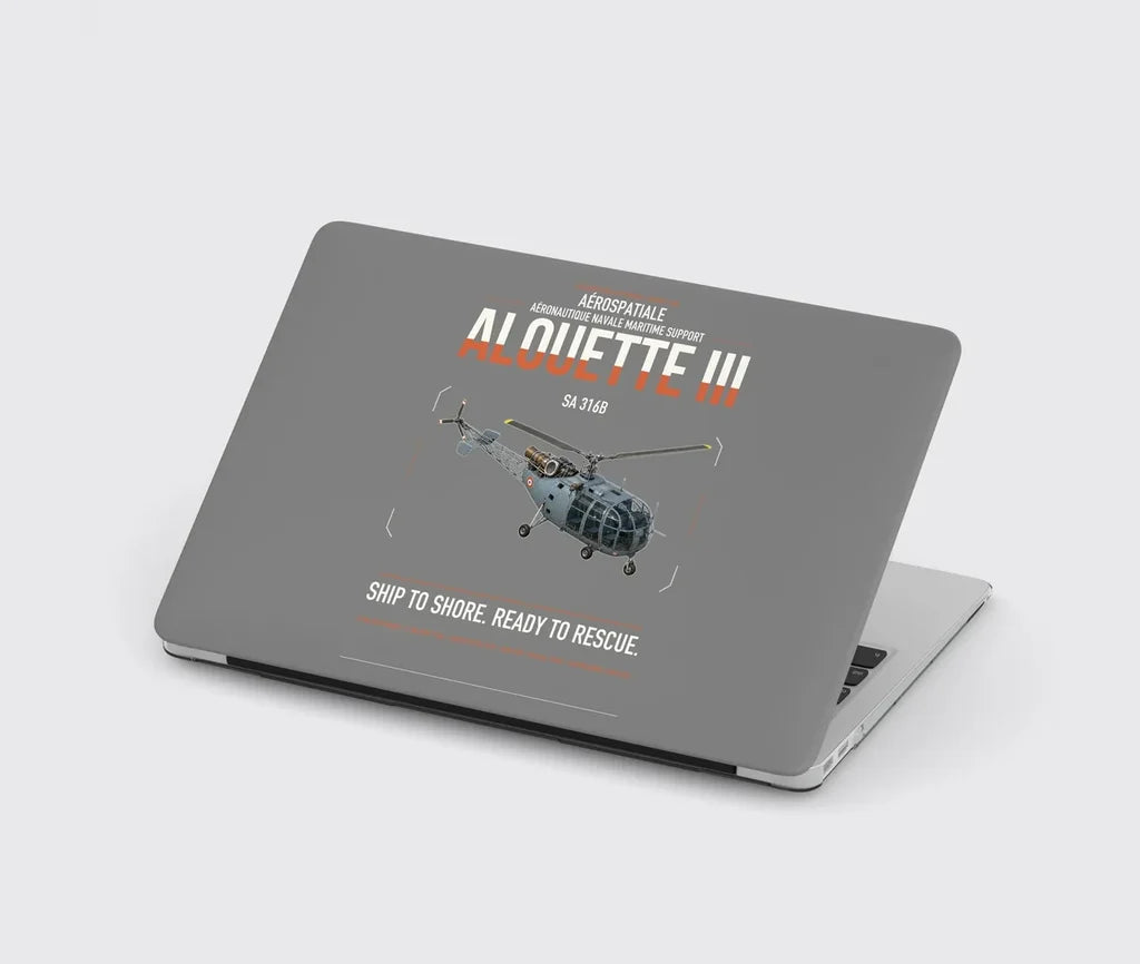 Aérospatiale SA 316B Alouette III design on gray MacBook case