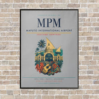Thumbnail for Maputo International Airport MPM vertical canvas print - framed - light gray background