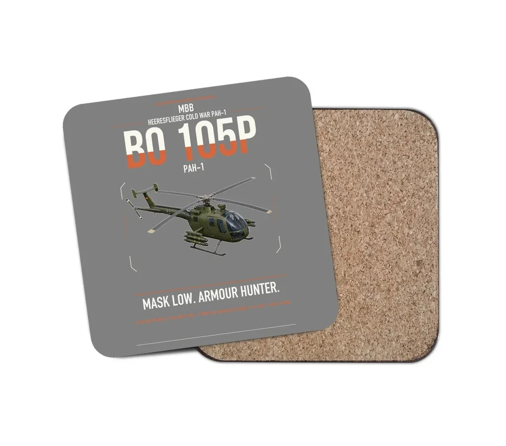 MBB BO 105P PAH-1 design on gray 1 piece coaster