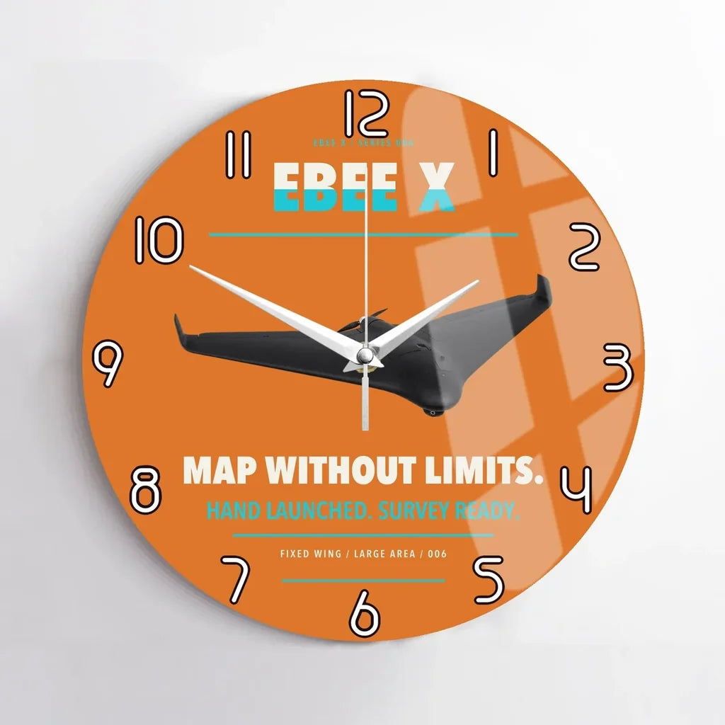AgEagle eBee X design on orange no frame wall clock