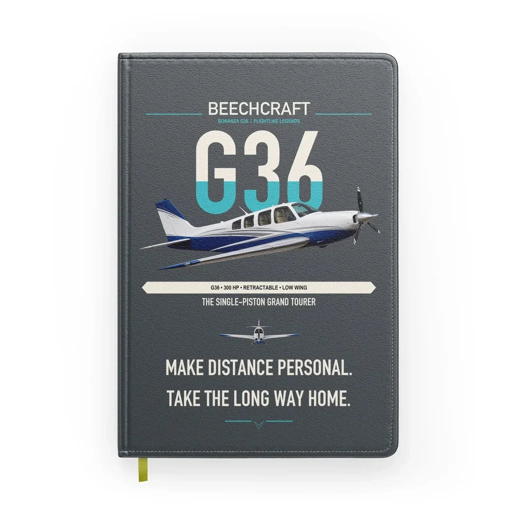 Beechcraft Bonanza G36 design on gray notebook