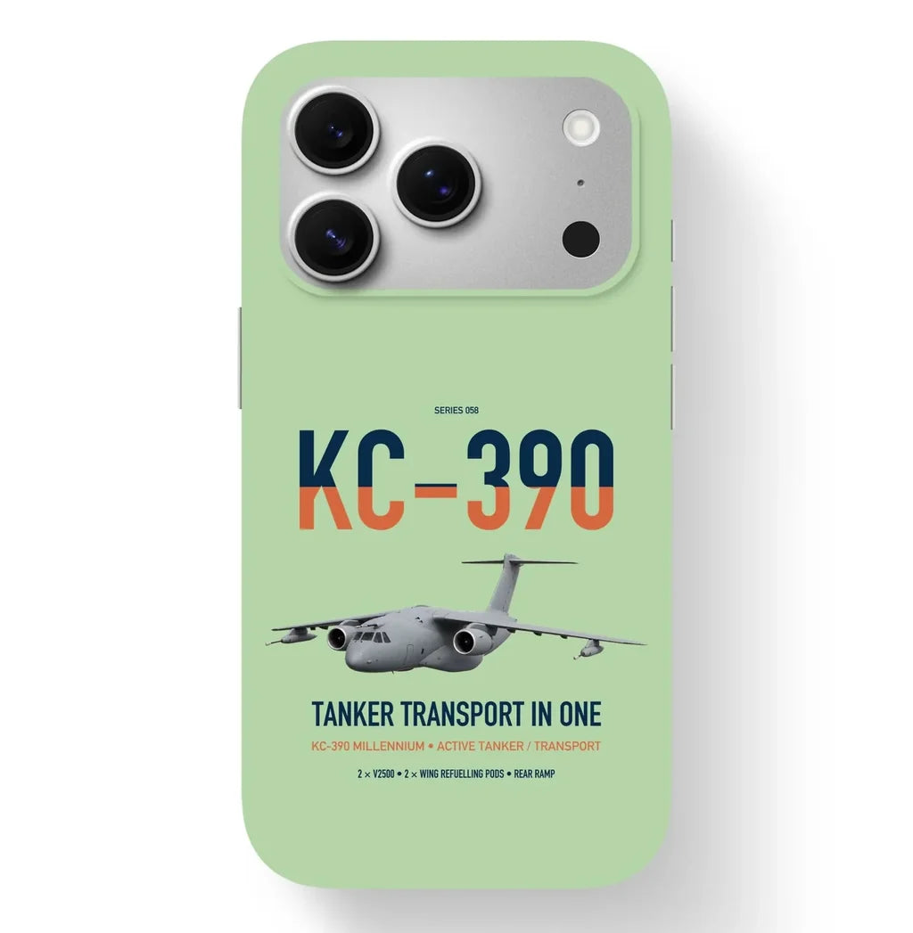 Embraer KC-390 Millennium design on light green magsafe iphone case, for iPhone 17 Pro