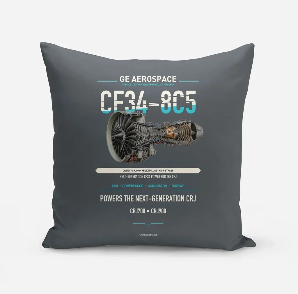 CF34-8C5 design on gray pillow